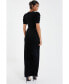 Women's Velvet Wrap Maxi Dress With Puff Sleeves