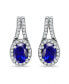 Simulated Blue Sapphire and Cubic Zirconia Halo Earrings