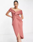 Фото #3 товара ASOS DESIGN off shoulder twist front midi dress in rose