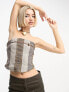 Jaded London strapless corset top in patchwork in multi