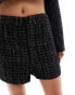 In The Style exclusive metallic boucle tailored shorts co-ord in black