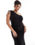 Фото #2 товара Kaiia Plus slinky ruched one shoulder maxi dress in black