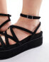 ASOS DESIGN Wide Fit Taurus 2 strappy flatform sandals in black