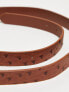 ASOS DESIGN faux leather belt in ostrich skin texture with wooden buckle
