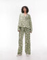 Фото #8 товара Topshop Tall block floral print shirt and trouser pyjama set in green