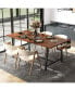 72 Inch Dining Table Rectangular Kitchen Table with 2-Bottle Wine Rack for 5-7 Walnut & Black - фото #2