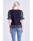 Фото #3 товара Women's Floral Mixed Knit Top