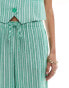 Фото #3 товара Stradivarius linen look pull on trouser in green stripe co-ord