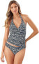 Фото #1 товара Tommy Bahama 281372 Zanzibar Zebra Reversible Halter Tankini Top Black Size 16