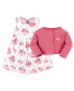 Toddler Girls Cotton Dress and Cardigan Set, Blush Rose