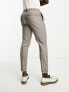 New Look pleat front smart tapered trousers in brown check