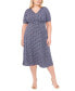 Фото #1 товара Plus Size Short-Sleeve V-Neck Midi Dress
