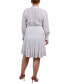 ფოტო #2 პროდუქტის Plus Size Long Sleeve Tiered Dress with Ruffled Neck