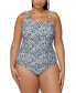 ფოტო #3 პროდუქტის Trendy Plus Size Marita Floral One-Piece Swimsuit