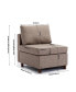 Grey Linen Middle Module Sectional Sofa with Armless Chair