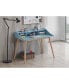 Фото #5 товара Mid-Century Modern Wood Writing Desk with Hutch, Blue