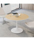 42" Modern Round Dining Table With Printed Wood Grain Tabletop