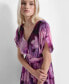 Women's Printed Ruched-Waist Blouson-Sleeve Dress Raisin Mul, 4 - фото #5