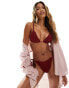 South Beach frilly crinkle triangle bikini in pomegranate