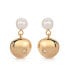 ფოტო #1 პროდუქტის Small Pebble and Freshwater Pearl Dangle Earrings