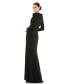 Women's Faux Wrap Long Sleeve Gown w/ Applique Detail