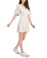 Фото #3 товара Juniors' V-Neck Flutter-Sleeve Striped Mini Dress