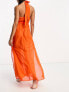 Vero Moda cross over halterneck beach maxi dress in bright orange