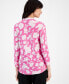 Фото #2 товара Women's Floral-Print 3/4-Sleeve V-Neck Top, Created for Macy's