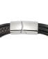 Men's Black & Brown Multi-Row Leather Bracelet in Stainless Steel