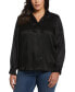 ფოტო #1 პროდუქტის Plus Size Tie Front Long Sleeve Blouse