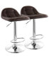 2 Piece Adjustable Faux Leather Bar Stool in Dark Brown