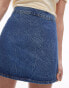 Topshop denim A line marbled wash skirt in mid blue BLAU, 34 - фото #5