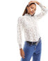 Фото #1 товара Mango floral cut out blouse in beige