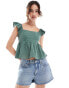 Фото #1 товара Hollister square neck babydoll top in green