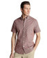 ფოტო #1 პროდუქტის Men's Slim Fit Light Button-Down Collar Non-Iron Stretch Poplin Mini Gingham Short Sleeve Shirt