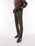 Фото #4 товара Topman straight wool mix trousers in khaki