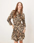 YAS mini shirt dress in leopard print - BLACK