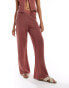 Фото #3 товара ASOS DESIGN knitted wide leg trouser in rust co-ord