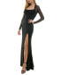 ფოტო #3 პროდუქტის Juniors' Square-Neck Side-Slit Glitter Gown