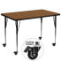 Фото #1 товара Mobile 36''W X 72''L Rectangular Oak Hp Laminate Activity Table - Standard Height Adjustable Legs
