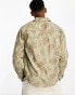 ONLY & SONS printed overshirt in brown and khaki