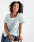 Фото #2 товара Petite Cotton Square-Neck Raglan-Sleeve Top, Created for Macy's