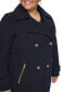 ფოტო #4 პროდუქტის Women's Plus Size Notched-Collar Double-Breasted Cutaway Coat