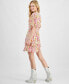 Фото #8 товара Juniors' Floral-Print Tiered Fit & Flare Dress