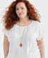 Фото #3 товара Plus Size Crochet-Trim Dolman-Sleeve Top, Created for Macy's
