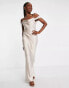 Фото #4 товара Style Cheat cold shoulder satin maxi dress in champagne