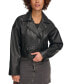Фото #1 товара Women's Cropped Belted Moto Jacket