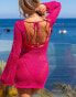 Фото #2 товара South Beach x Misha Grimes sequin knit long sleeve mini beach dress in pink