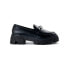 Фото #2 товара No Boundaries Women's Black Leather Slip-On Wide Width Lug Loafers Size 11