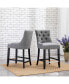 Фото #8 товара 24" Linen Tufted Buttons Upholstered Wingback Counter Stool (Set of 2)